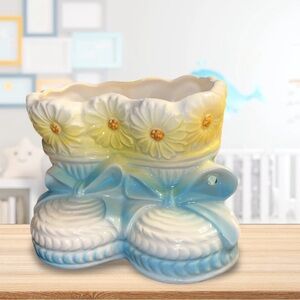 Rubens Originals Japan Baby Boots Booties Baby Shower Nursery Ceramic Planter
